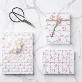 3 Ik hou van jullie ASL cadeaubonnen Inpakpapier Vel