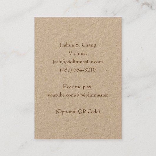 3-Illusion Violin & Bow Professional Musician's Visitekaartje (Achterkant)