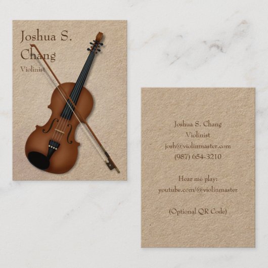 3-Illusion Violin & Bow Professional Musician's Visitekaartje (Voorkant / Achterkant)