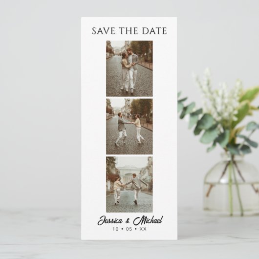 3 Image Photo Booth QR Code Wedding Save The Date (Staand voorkant)