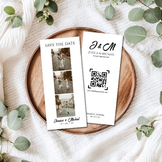 3 Image Photo Booth QR Code Wedding Save The Date