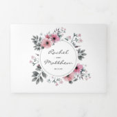 3 in 1 Elegante Roze Waterverf Bloemenbruiloft Drieluik Uitnodiging (Cover)