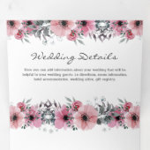 3 in 1 Elegante Roze Waterverf Bloemenbruiloft Drieluik Uitnodiging (Binnenzijde eerst)