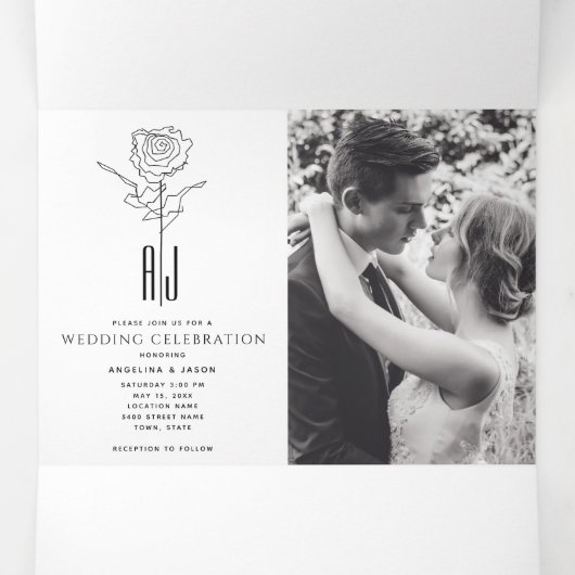 3 in 1 Foto Huwelijk Drieluik Uitnodiging (Binnenkant midden)