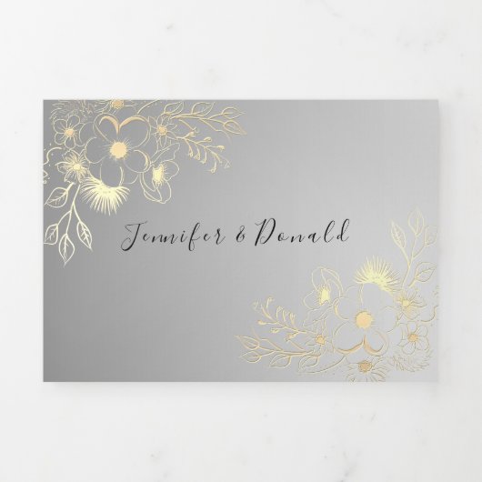 3 in 1 Foto Huwelijksdrie-delig Uitnodigingskaart Drieluik Uitnodiging (Cover)