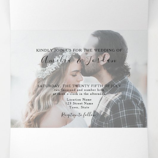 3 in 1 Foto Huwelijksdrie-delig Uitnodigingskaart Drieluik Uitnodiging (Binnenkant midden)