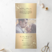 3-in-1 Gold Photo Wedding Tri-Fold Uitnodiging (Binnen)