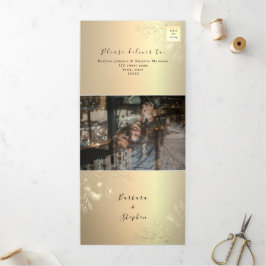 3 in 1 Gouden Foto Trouw Tri-Fold Uitnodiging