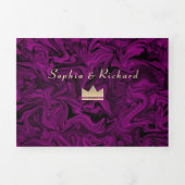 3 in 1 Paarse Foto Trouw Drie-Voudige Uitnodiging (Cover)