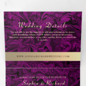 3 in 1 Paarse Foto Trouw Drie-Voudige Uitnodiging (Binnenzijde eerst)