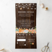 3 in 1 rustieke Herfst Bloemenbruiloft Drieluik Uitnodiging (Binnen)