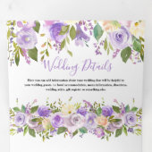 3 in 1 rustieke Paarse bloemenbruiloft Drieluik Uitnodiging (Binnenzijde eerst)