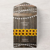 3 in 1 Rustieke Zonnebloem Bruiloft All In One Uitnodiging (Buitenkant)