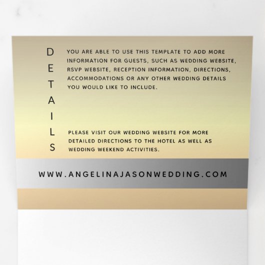 3-in-1 Silver- en Gold-fotobruiloft Drieluik Uitnodiging (Binnenzijde eerst)