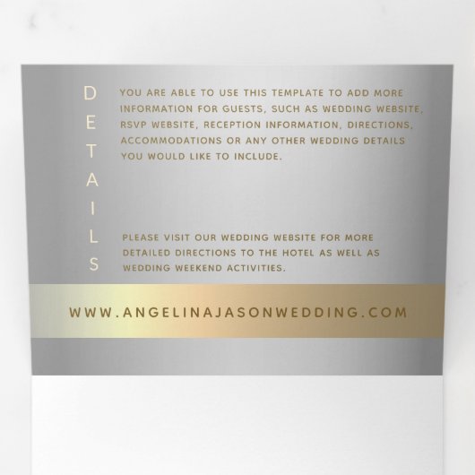 3-in-1 Silver en Gold Photo Wedding Drieluik Uitnodiging (Binnenzijde eerst)