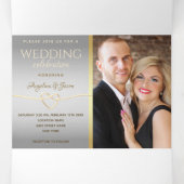 3-in-1 Silver en Gold Photo Wedding Drieluik Uitnodiging (Binnenkant midden)