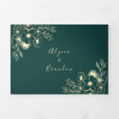 3 in 1 Smaragdgroene Trouw Drie-delig Uitnodigings Drieluik Uitnodiging (Cover)