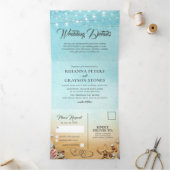 3 in 1 strandbestemming trouwfeest drieluik uitnodiging (Binnen)