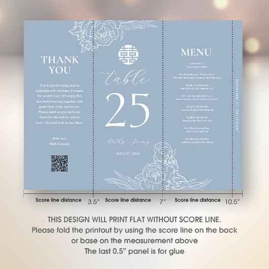 3 in 1 Tafelnummer, Menu & bedankkaart