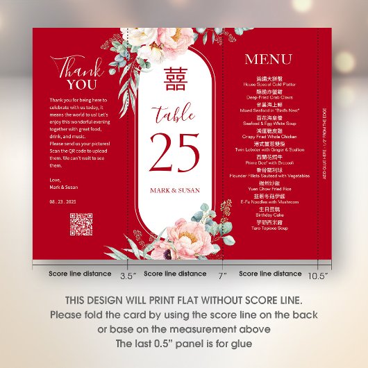 3 in 1 Tafelnummer, Menu & bedankkaart