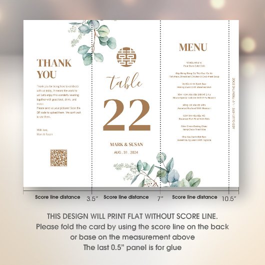 3 in 1 Tafelnummer, Menu & bedankkaart