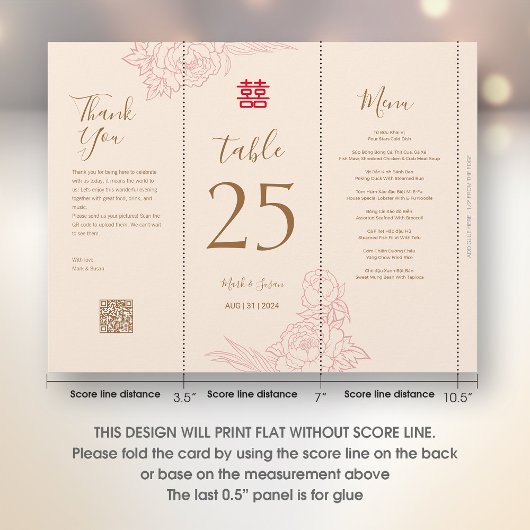 3 in 1 Tafelnummer, Menu & bedankkaart