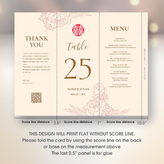 3 in 1 Tafelnummer, Menu & bedankkaart