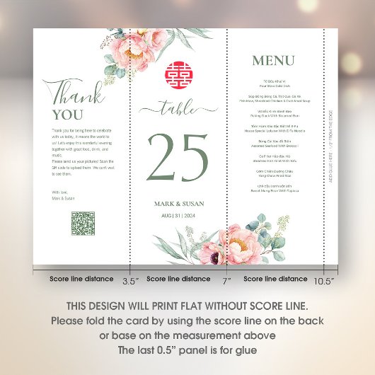 3 in 1 Tafelnummer, Menu & bedankkaart