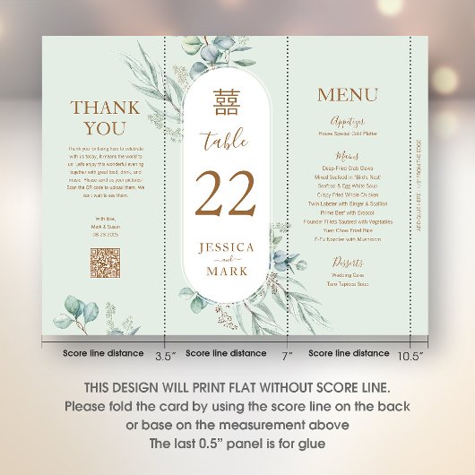 3 in 1 Tafelnummer, Menu & bedankkaart