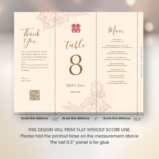 3 in 1 Tafelnummer, Menu & Dank u Notitie Sign Poster