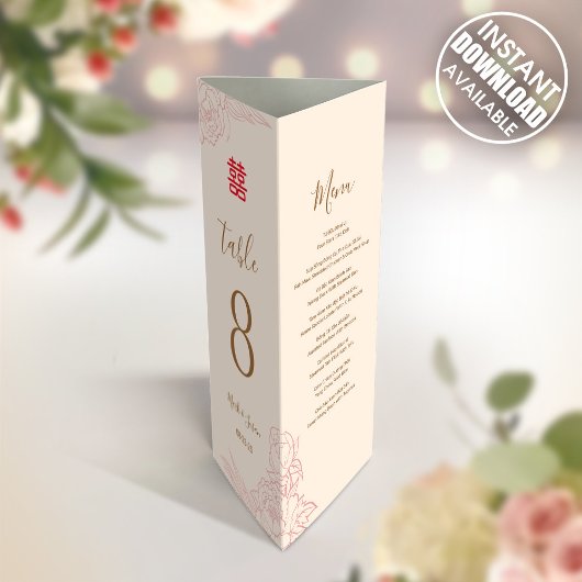 3 in 1 Tafelnummer, Menu & Fotokaart (Download) Poster