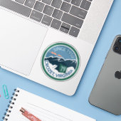 3-inch badge-Sticker Sticker (Laptop met iPhone)