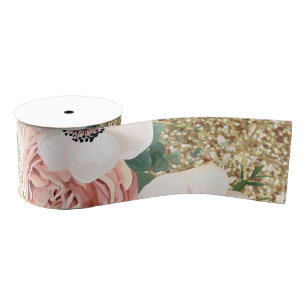 3-inch Geometric Garden Roos Gold voor korrel-kool Grosgrain Lint