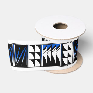 3 inch gezegende veren in blauw satijnen lint
