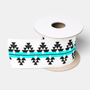 3 Inch Native Woven Stories - Turquoise - Satijnen Lint