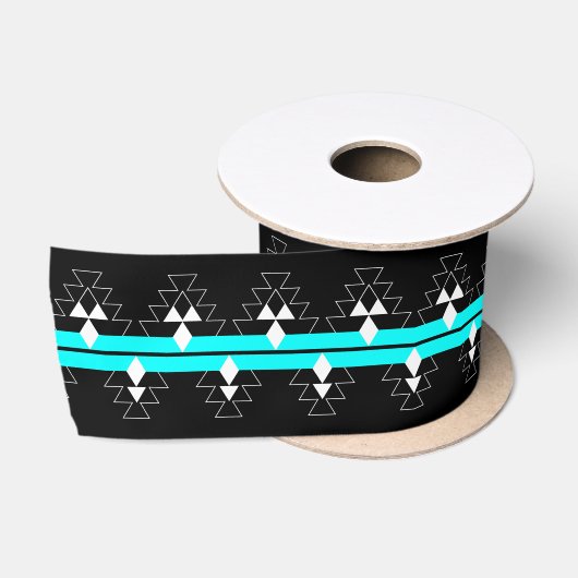 3 Inch Native Woven Stories - Turquoise - Satijnen Lint (Spoel)