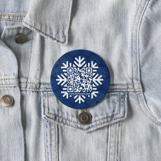 3 inch Ronde Button met QR-code Sneeuwvlok (In situ)
