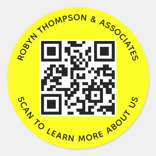 3 inch ronde QR-code stickers op maat kleur geel (Voorkant)