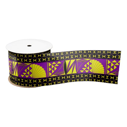 3 Inch Southwest Sunrise in Yel / Pur Satin Ribbon Satijnen Lint (Spoel)