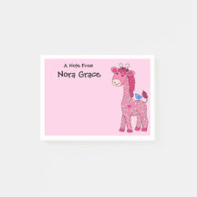 3-inch x4-inch POST-IT OPMERKT PINK GIRAFFE CUSTOM