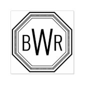 3 Initiaal Letter Monogram #1 Achthoekig Frame Zelfinktende Stempel (Design)