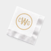 3 Initiaal Letter Monogram #1 Ronde Touw Lijst Folie Servetten (Links)
