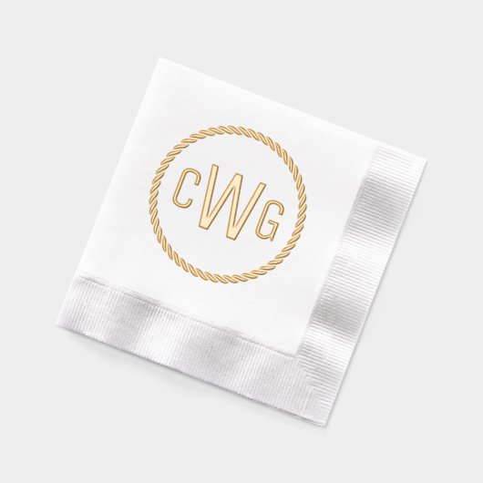 3 Initiaal Letter Monogram #1 Ronde Touw Lijst Folie Servetten (Links)