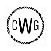 3 Initiaal Letter Monogram #1 Ronde Touw Lijst Rubberstempel (Afrduk)