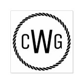3 Initiaal Letter Monogram #1 Ronde Touw Lijst Zelfinktende Stempel (Design)