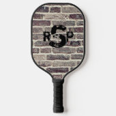 3 Initiaal Letter Monogram Brick Wall verhit Pickleball Paddle (Voorkant)