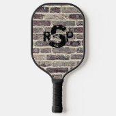 3 Initiaal Letter Monogram Brick Wall verhit Pickleball Paddle (Achterkant)
