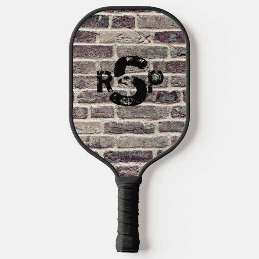 3 Initiaal Letter Monogram Brick Wall verhit Pickleball Paddle (Achterkant)