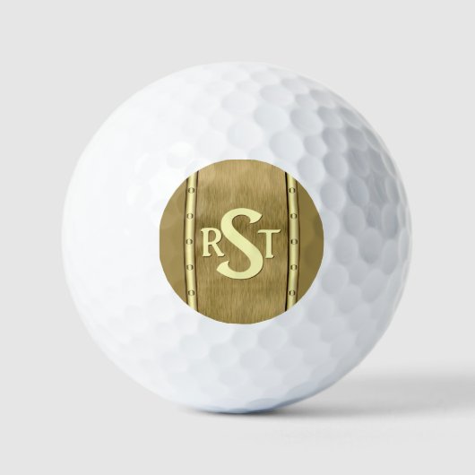 3 Initiaal Letter-monogram geborsteld bruin Tan Cr Golfballen (Voorkant)