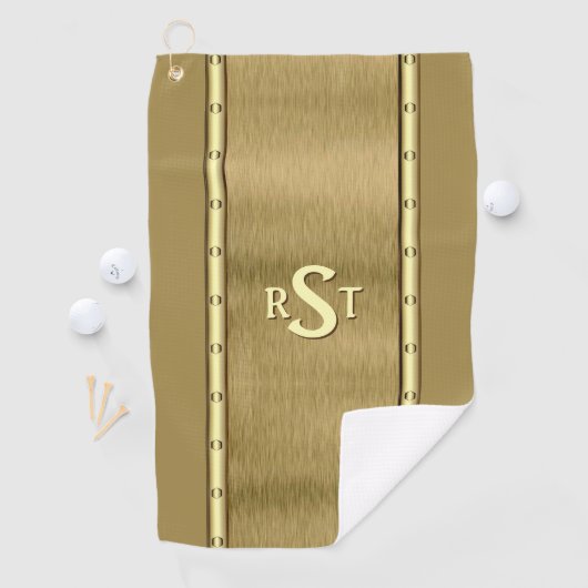 3 Initiaal Letter-monogram geborsteld bruin Tan Cr Golfhanddoek (Insitu)